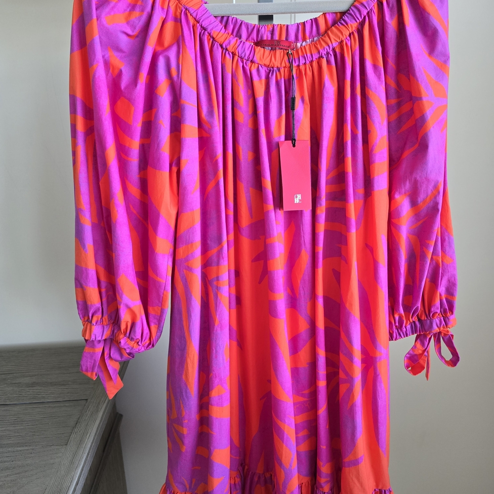 Carolina Herrera Pink and Orange Cotton Dress
